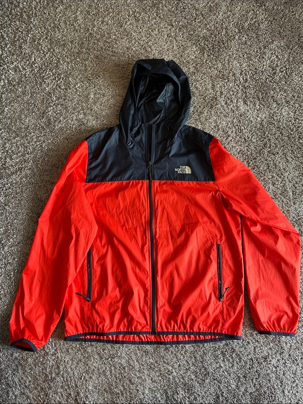 The North Face Red and Black Hooded Windbreaker